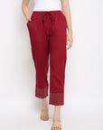 Solid Maroon Ethnic Straight Pant