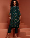 Green Printed Kurta Set