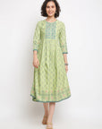 Mint Green Printed A-line Dress