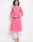 Block Floral Pink Kurta