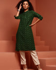 Green Flared Asymmetric Kurta