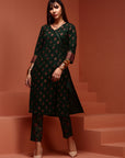 Green A line Kurta Set