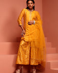 Yellow Chanderi Kurta Set