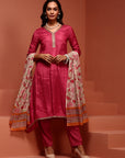Pink Solid A-line Kurta Set