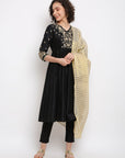 Black Embroidered Kurta Set
