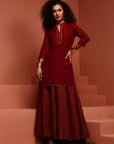 Maroon Brocade Kurta Set