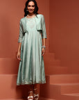Mint Kalidar Dress With Jacket