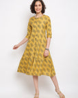 Printed Straight Musturd Dress