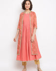 A-line Coral Kurta With Jacket