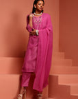 Pink Chanderi Kurta Set