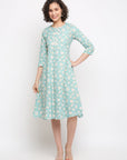 Block Floral Blue Dress