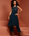 Embellished Ink Blue Straight Kurta Set