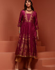 Pink Kalidar Printed Shantoon Kurta