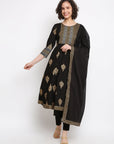 Black Brocade Kurta Set
