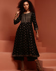 Kalidar Black Printed Kurta