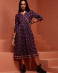 Violet Printed Gathered Kurta