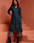 Ink Blue Printed Asymmetric Kurta