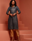 Navy Straight Printed Kurta
