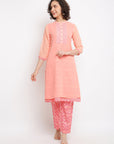 Pink A-line Mandarin Kurta set