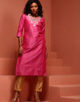 Light Pink Embroidered Straight Kurta