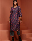 Violet Printed Straight Kurta