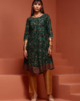 Green Printed Asymmetric Kurta