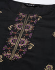 Black Brocade Straight Kurta
