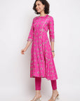 Printed Pink Anarkali Suit