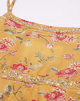 Yellow Printed Muslin Kalidar Dress