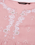 Light Pink A-line Chikankari Dress