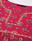 Fuchsia Printed Gathered Tunic top