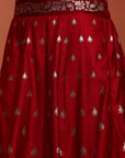 Red Printed Brocade Skirt