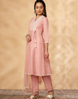 Light Pink Embellished A-Line Kurta Set