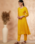 Mustard A-Line Kurta Set