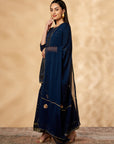 Printed Navy Blue Kurta Set
