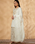 Embroidered Off-White Kurta Set