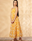Floral Yellow Printed Tiered Dress