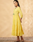 Yellow Printed Tiered Dress