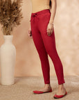 Solid Red Straight Pants