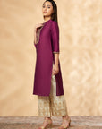 Violet Embroidered Straight Kurta