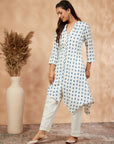 Off-White Print Asymmetric Kurta