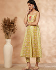 Printed Lime Green Anarkali Kurta Set