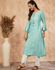 Sage Green Printed A-Line Kurta