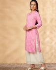 Printed Straight Pink Kurta