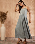 Grey Embellished Flared Dress