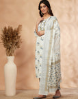 Blue Cotton Printed Straight Kurta Set