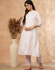 Off-White Print A-Line Kurta set