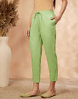 Solid Green Straight Pant