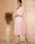 Embellished Light Pink Straight Kurta
