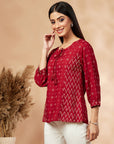 Printed Maroon Top